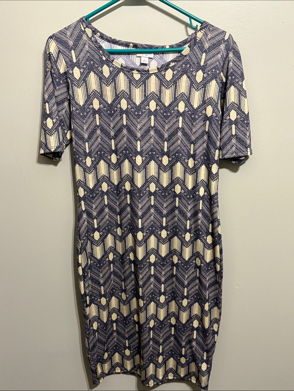 LuLaRoe Purple and Cream Geometric Midi Dress